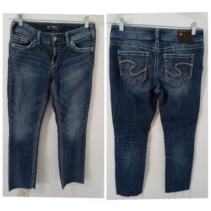 Silver Suki Slim Raw Hem Cropped Ankle Jeans Size 27▪